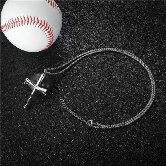 New Silver Baseball Cross Necklace - Picture 2 of 7